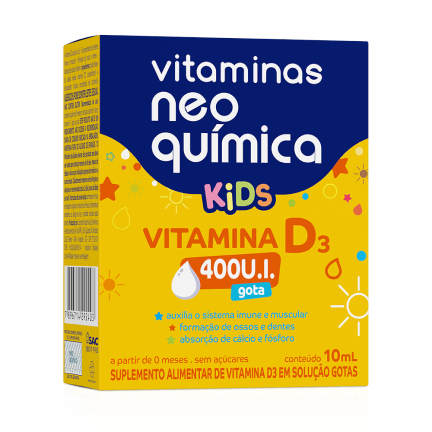 Foto da embalagem do produto Neo Química Vitamina D Kids 400 UI
